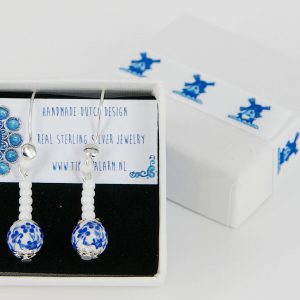 Oorbellen Zilver Hanger Vergeet-me-nietje Wit