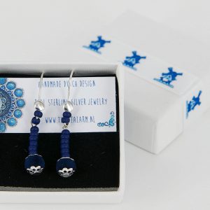 Oorbellen Zilver Hanger Koningsblauw