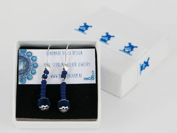 Oorbellen Zilver Hanger Koningsblauw