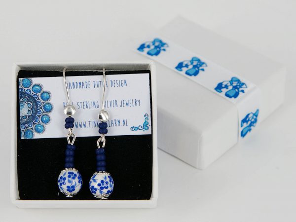 Oorbellen Zilver Hanger Vergeet-me-nietje blauw