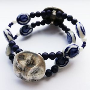 Delfts Blauw Slide-on tulpen met grote ronde sluiting in doosje