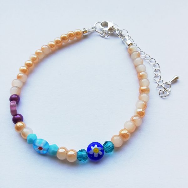 Venetië set Millefiori blauw en roze facetsteen - Afbeelding 4