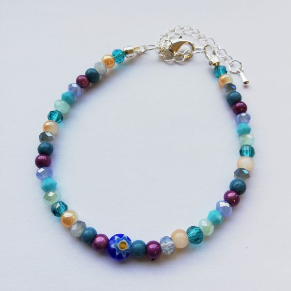 Venetië set Millefiori blauw en roze facetsteen - Afbeelding 3