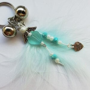 Sleutelhanger Beschermengel Blauw met veer