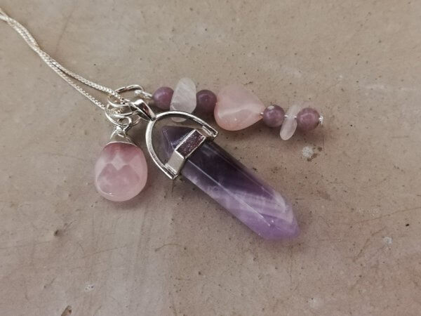 Ketting Amethist en rozenkwarts