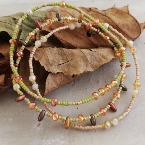 Armbandset olijfgroen bruin creme