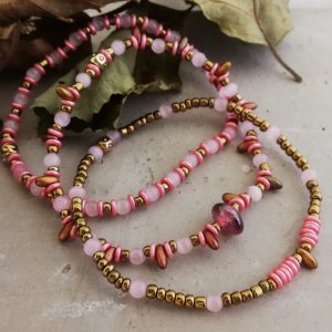 Armbandset roze brons