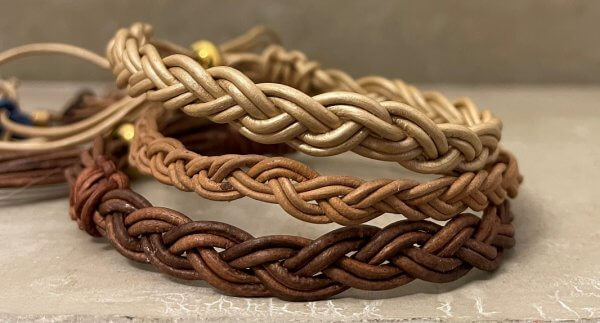 Armbandset brons goud minikraal gemarmerd bruin en facetkraal - Afbeelding 2