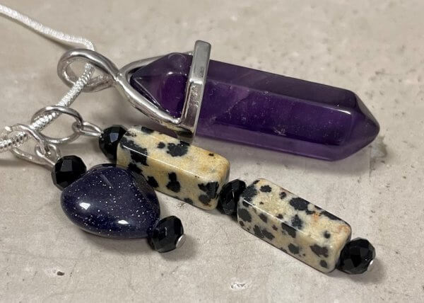 Ketting amethist dalmatierjaspis met hart