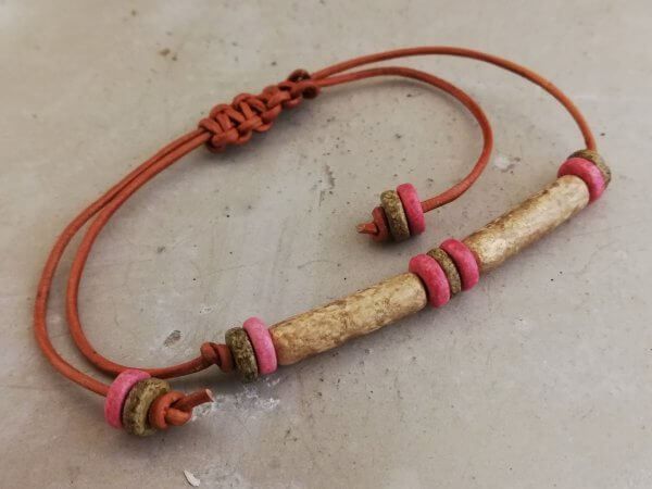Armband naturel roze en langwerpige kralen
