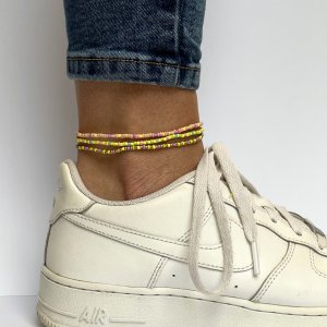 Enkelbandjes set geel roze