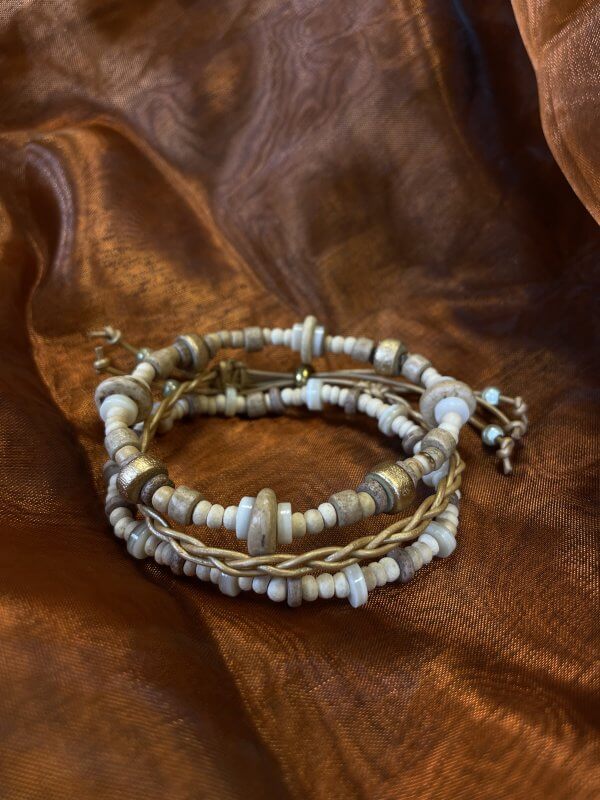 Ghana sieraden set beige - Afbeelding 4