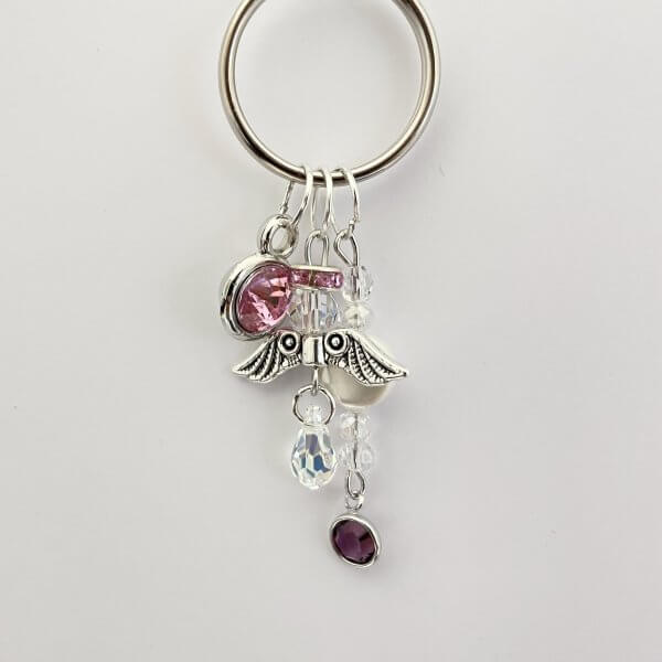 Sleutelhanger Swarovski beschermengel roze - Afbeelding 2