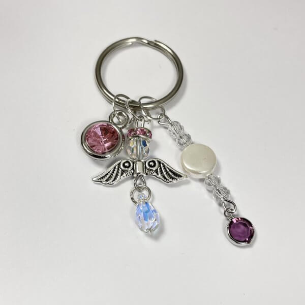 Sleutelhanger Swarovski beschermengel roze