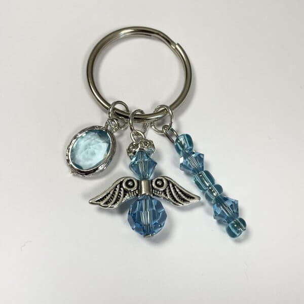 Sleutelhanger Swarovski beschermengel blauw