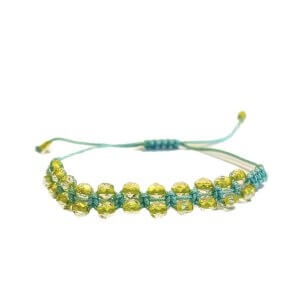 Armbandje blauw met gele kralen