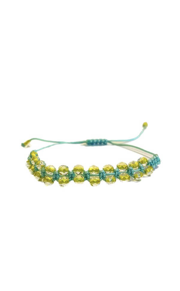 Armbandje blauw met gele kralen