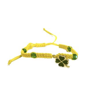 Armbandje geel met klavertje vier