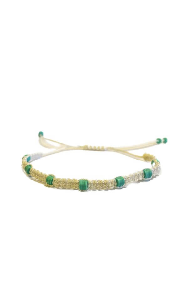 Armbandje wit met groene kralen