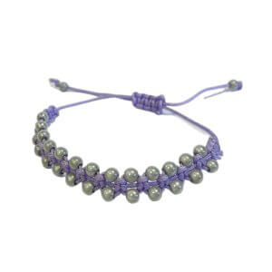 Armbandje paars met zilveren kralen