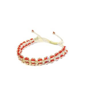 Armbandje wit met rode kralen