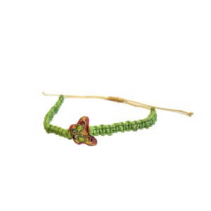 Armbandje groen met vlinder