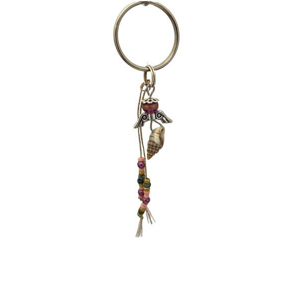 OPRUIMING sleutelhanger schelp kristal paars