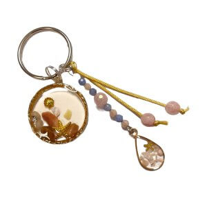 Zomer sleutelhanger schelp blauw roze