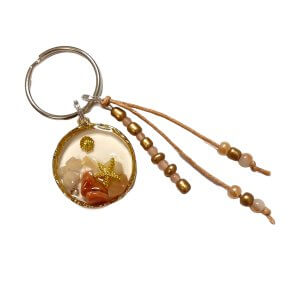 Zomer sleutelhanger schelp goud roze