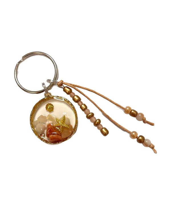 Zomer sleutelhanger schelp goud roze