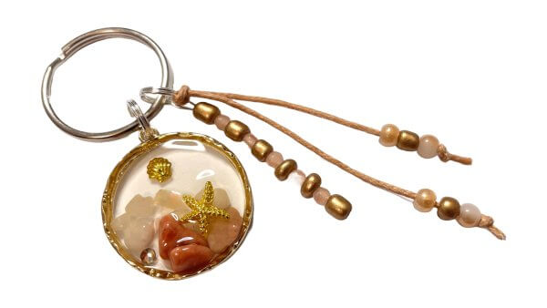 Zomer sleutelhanger schelp goud roze - Afbeelding 2