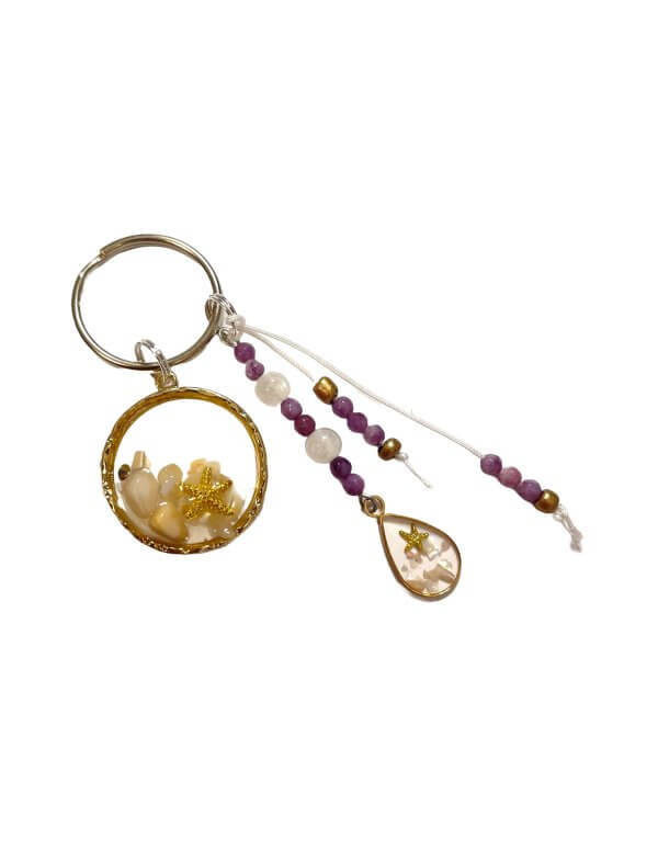 Zomer sleutelhanger schelp paars
