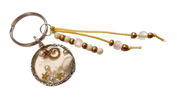 Zomer sleutelhanger schelp parel goud - Afbeelding 2