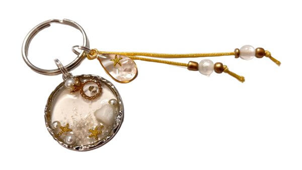 Zomer sleutelhanger schelp parel goud bedel - Afbeelding 2