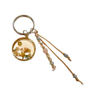 Zomer sleutelhanger schelp parel roze