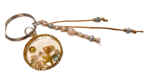 Zomer sleutelhanger schelp parel roze - Afbeelding 2