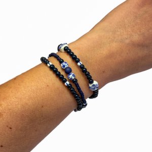 Delfts Blauw armbanden set ronde kraal