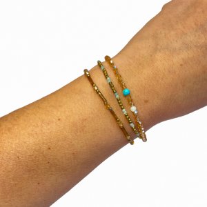 Armbandenset Goud met heldere kraal