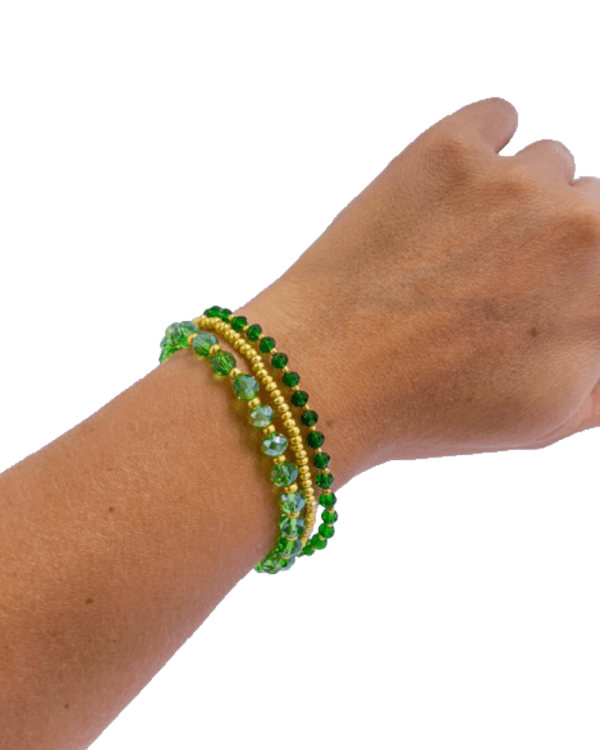 Armbandenset smaragdgroen en goud - Afbeelding 2