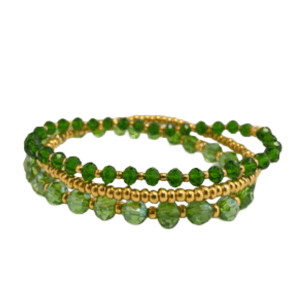 Armbandenset smaragdgroen en goud