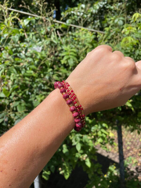 Armbandenset Granaat Goud - Afbeelding 2