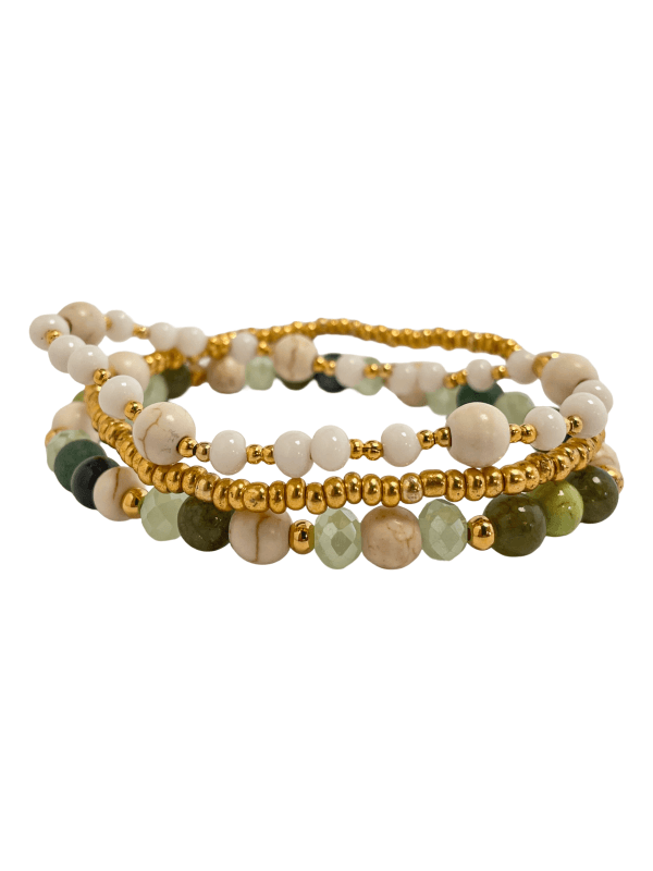 Armbandenset green-marble-gold