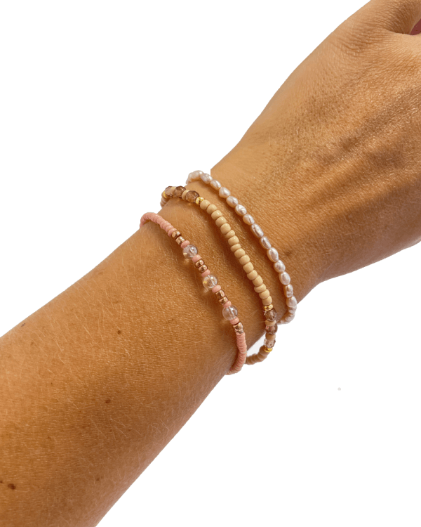 Armbandenset roze met parels - Afbeelding 2