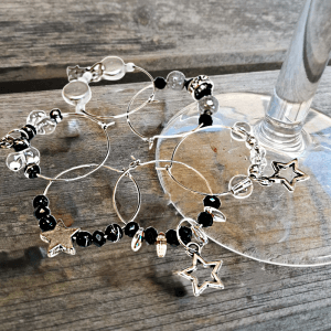 Wijnglasringen Parel Zilver