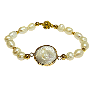 Goud-vermeil armband met zoetwaterparels